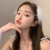 Retro Feather Headdress Antique Hanfu Pearl Antler Snowflake Hairpin Super Fairy Costume Photo Studio Photo Clip