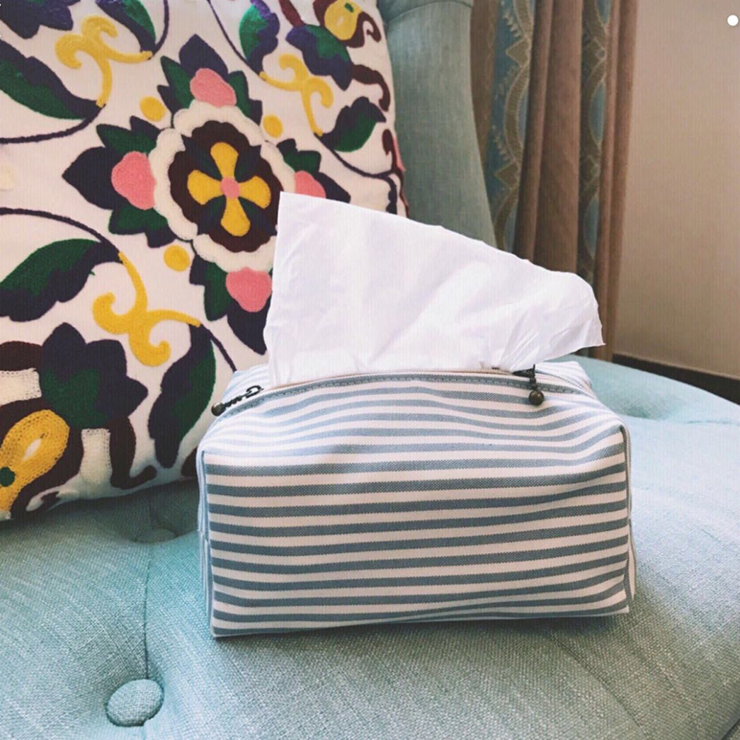 Cotton linen little fresh striped cloth art paper towel box small red book paper towel cover sanitary paper box art day style makeup bag containing