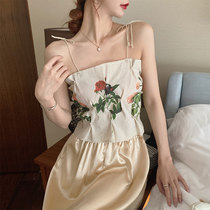 Printed Bondage Harness Vest Female small crowdsourced design Exterior Wearing Fresh inside Vacation Hit Bottom Short of Obliteration Blouse Blouse