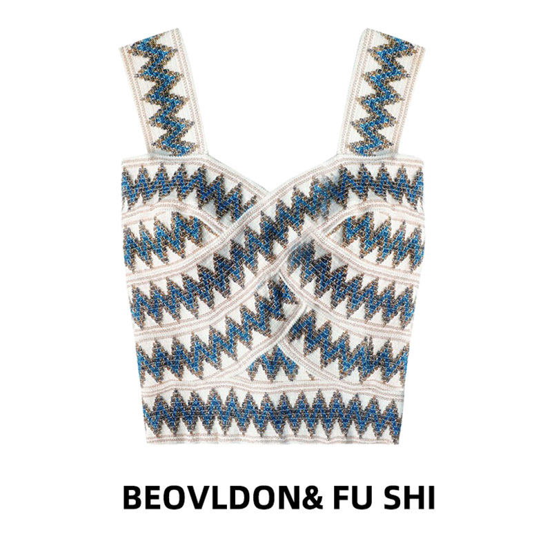 Fresh and age-reducing, personality and fashion, camisole, women's inner stripes, self-cultivation, sexy short outerwear, summer tops