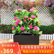 Restaurant balcony flower pot stand flower box floor flower stand flower basket American rattan plastic garden rattan flower furniture