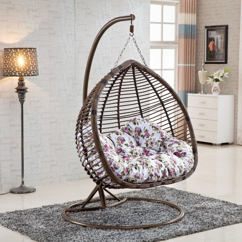 Rattan Leisure Balcony Hanging Chair Swing Iron Cradle Adult Outdoor Furniture Imitation Rattan Chair Indoor Rattan Chair Rocking Chair