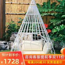 Outdoor leisure rattan recliner Birds Nest recliner chair balcony garden creative Birdcage rattan chair outdoor terrace furniture