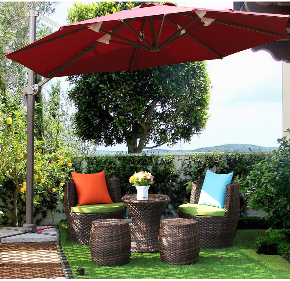 Wicker ghế năm mảnh nhỏ ghế phân nhỏ bàn cà phê kết hợp bàn mây sáng tạo ban công giải trí đồ nội thất bộ - Bàn ghế ngoài trời / sân bàn ghế gỗ ngoài trời
