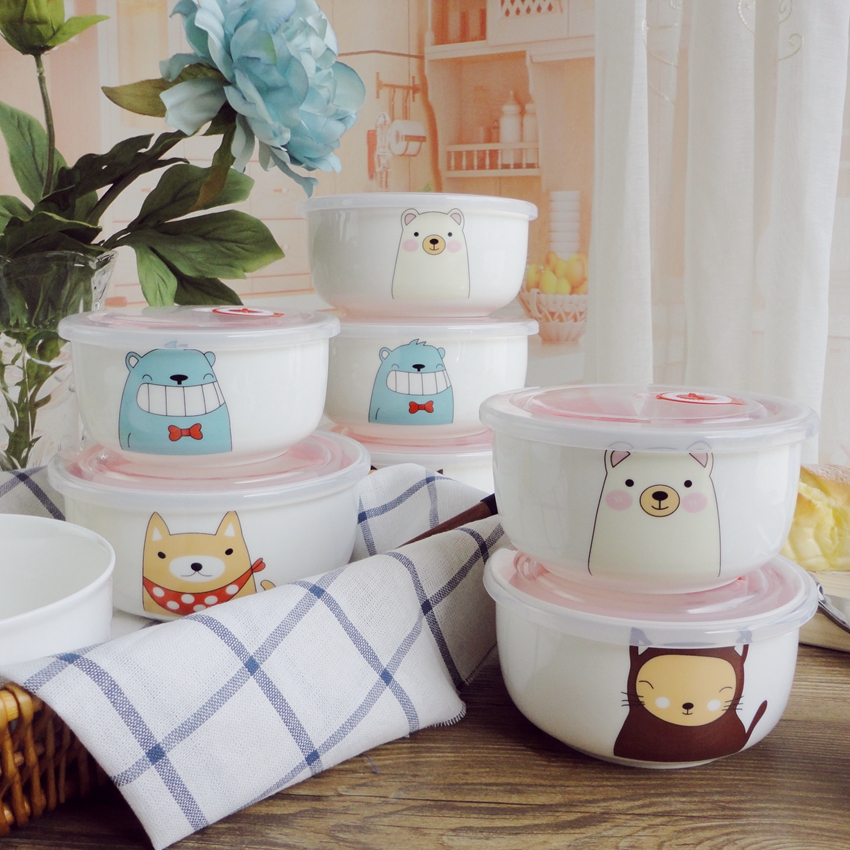 Bình gốm có nắp đậy kín bát tươi Hàn Quốc lớn vừa và nhỏ kết hợp 2 hộp cơm trưa hộp cơm bát bát canh - Hộp cơm điện sưởi ấm hộp com hâm nóng