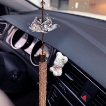 Car pendant parable with good crystal car hanging sleeping lotus flower auspicious and safe car decoration hanging decoration New Years gift gift