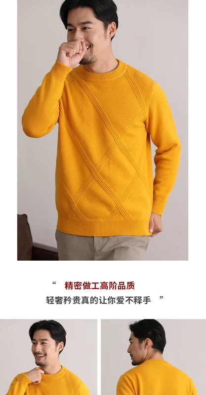 Áo len cashmere cổ tròn nam 2019 thiết kế áo len mới mùa thu và mùa đông áo len dệt kim chạm đáy áo len nam - Áo len Cashmere