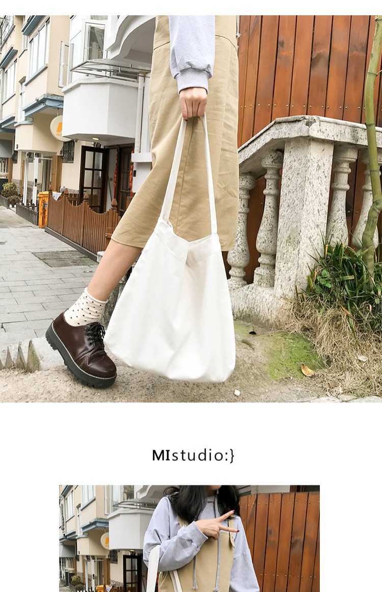 Túi vải màu rắn Hàn Quốc mới văn học retro gió cô gái vai thường ngày hoang dã mất túi xách - Túi xách nữ túi xachs nữ