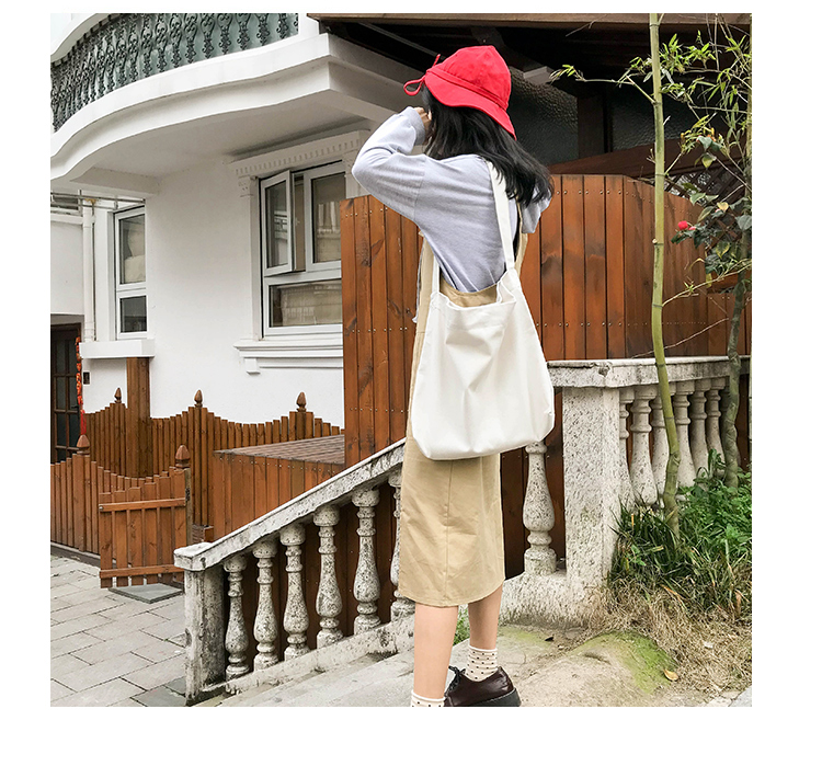 Túi vải màu rắn Hàn Quốc mới văn học retro gió cô gái vai thường ngày hoang dã mất túi xách - Túi xách nữ túi xachs nữ