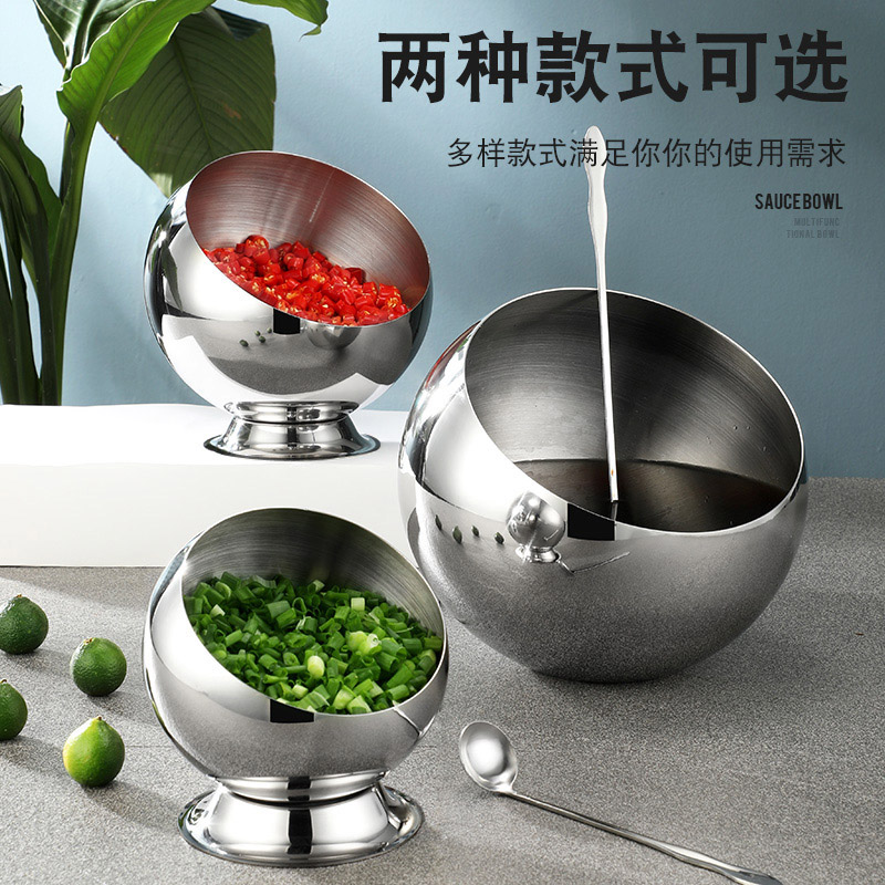 304 Stainless Steel Diagonal Opening Bowl Snacks Fruit Pan Hot Pot sauce Bowl Buffet Seasoning Bowl KTV Salad Bowl