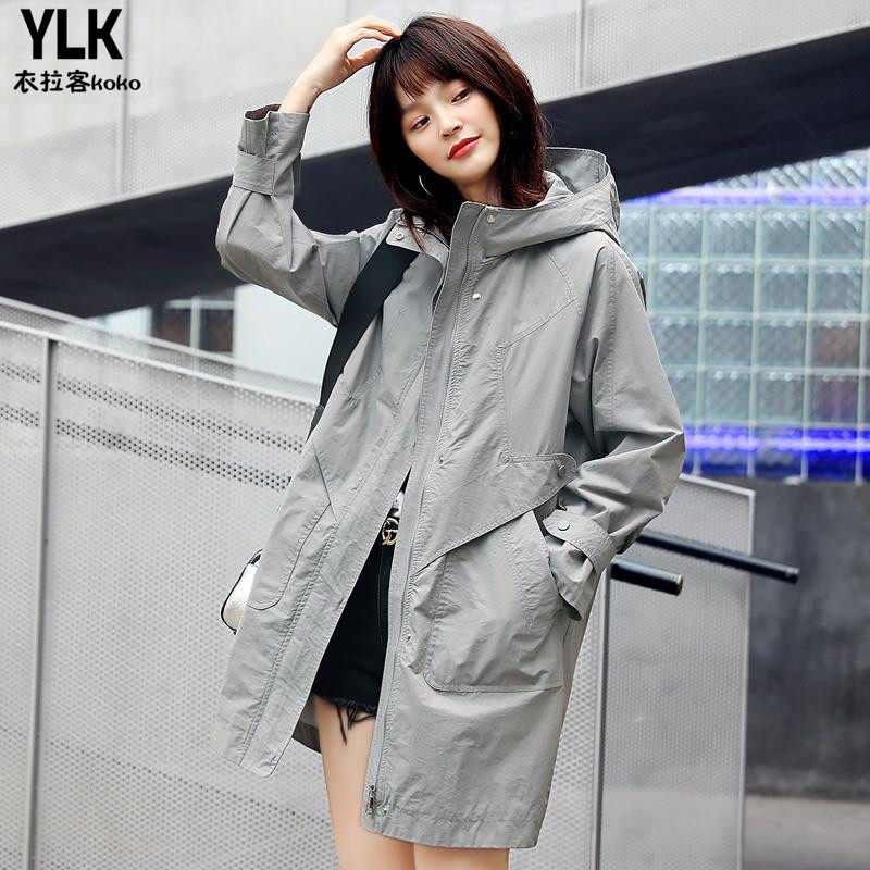 Windbreaker women's mid-length version 2022 spring and autumn new fashion Korean version loose and casual all-match small big size coat