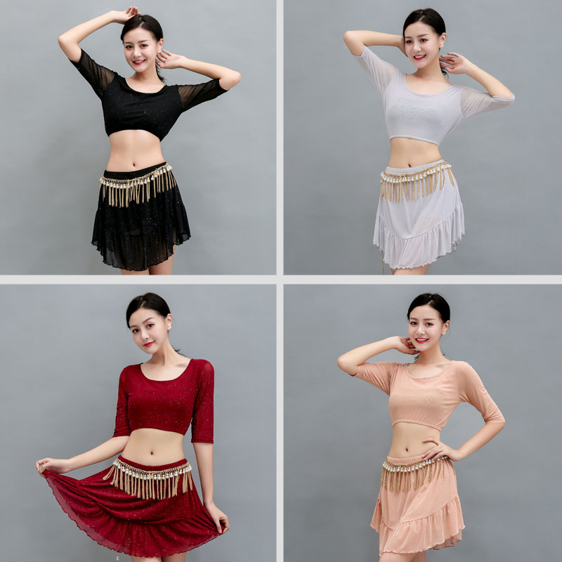 Belly dance practice clothes 2022 new elastic mesh suit female adult belly dance costume sexy beginners