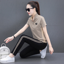 Jordan Neau Sportswear Suit Womens Summer Short Sleeve Long Pants Two Sets 361 Fashion Minus Age Big Code Casual Wear