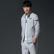 Jordan Neau Sportswear Suit Mens Spring Autumn Casual Jacket 361 Pure Cotton Open Jersey Collar Clothing Fashion Three Sets