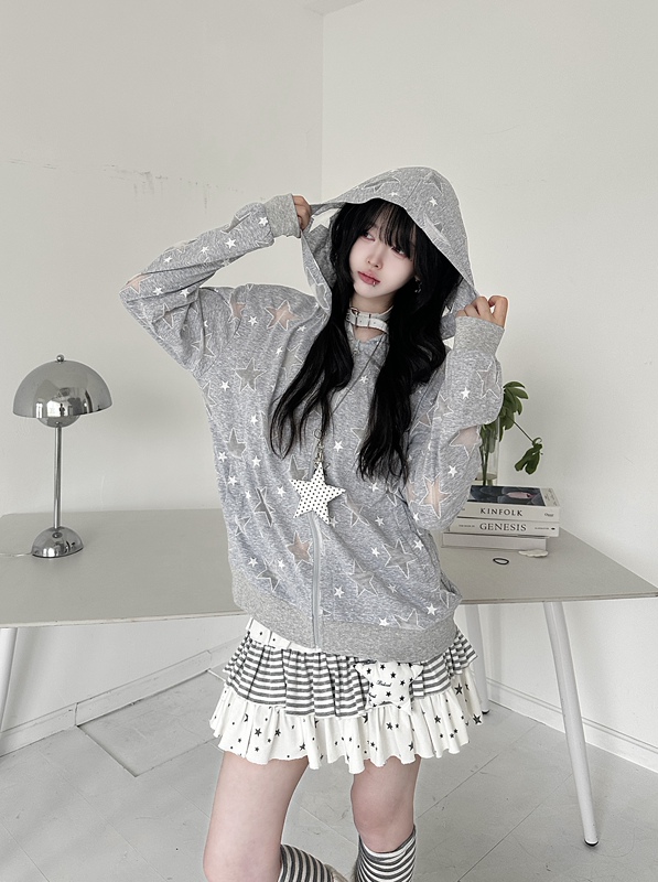 Curry Man Korean-Style Girl Star Embroidery Long-Sleeve Sun Protection Clothing for Women, Summer Thin Breathable Hooded Sun Protection Top Curry Man Korean-Style Girl Star Embroidery Long-Sleeve Sun Protection Clothing for Women, Summer Thin Breathable Hooded Sun Protection Top