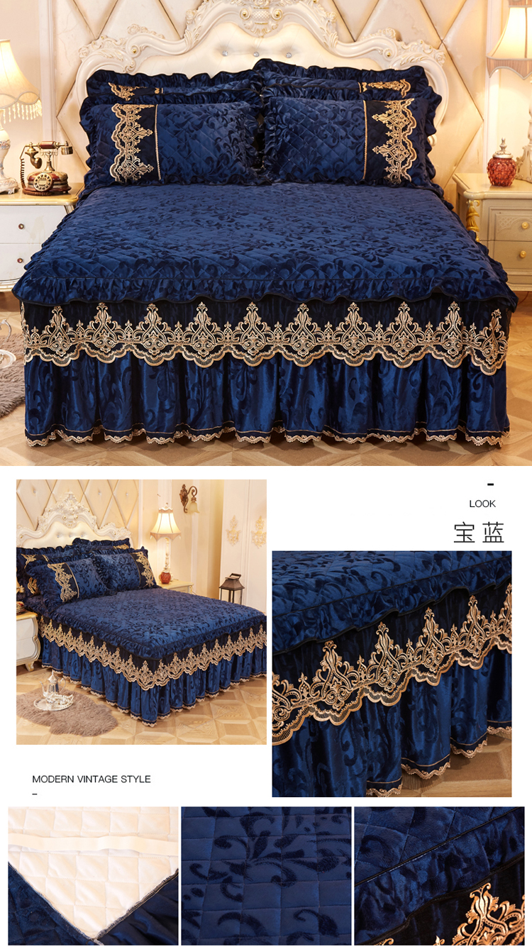 Continental dày giường bông váy ren một mảnh nhung bedspread đơn hoặc kép mùa đông ấm áp cộng với bông Simmons 1.8m - Váy Petti ga giường có viền