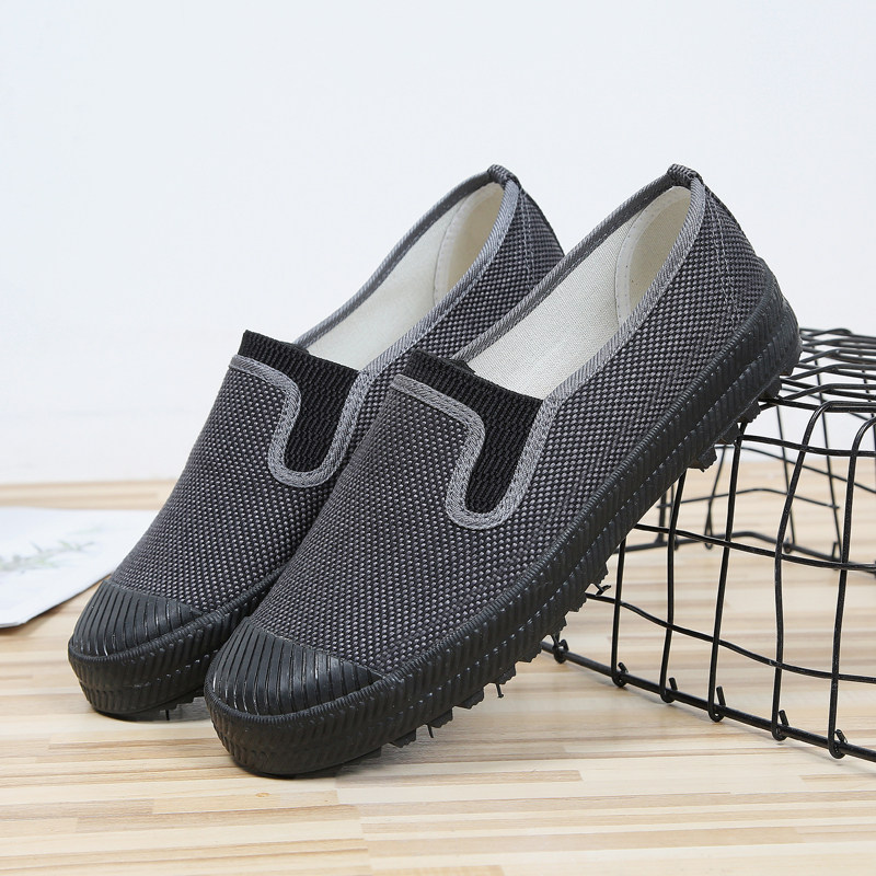 Lutai labor insurance shoes men's liberation shoes wear-resistant construction shoes slip-on canvas shoes breathable work shoes rubber sole shoes
