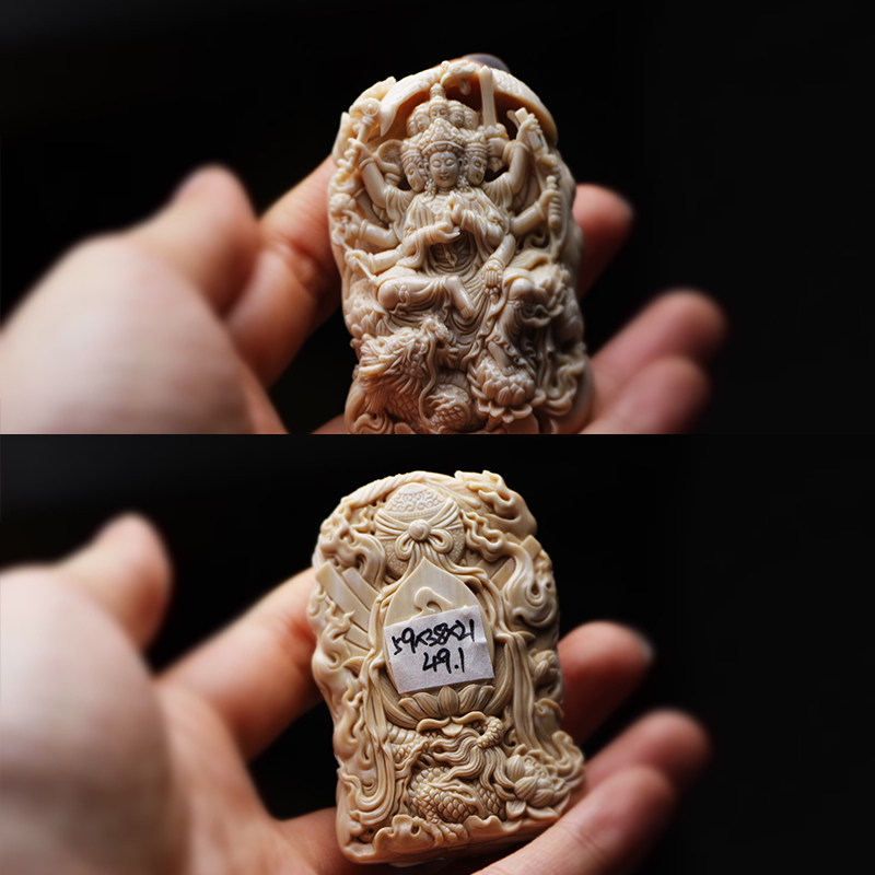 猛獁象牙千手觀音純手工雕刻吊墜文玩工藝品象牙掛件-Taobao-Tmall
