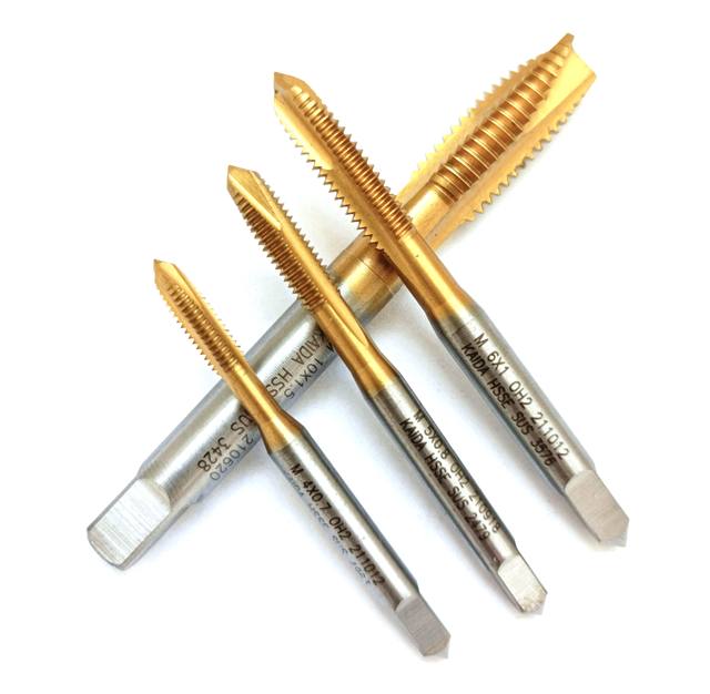 ທໍ່ປາຍປາຍ titanium-coated tap cutter ປາຍ nitrided ສໍາລັບສະແຕນເລດທີ່ມີ cobalt ຜ່ານຮູ M2-M12