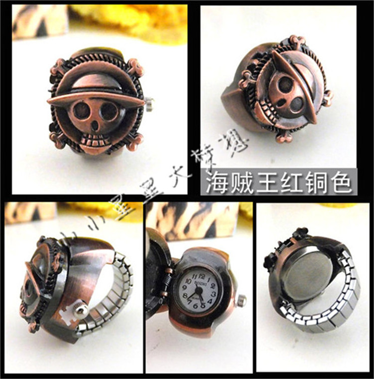 Vintage vòi đồng thau đen đồng đỏ đồng lật vòng đồng hồ cá tính thời trang ngón tay đồng hồ nam - Nhẫn nhẫn vàng 18k nam