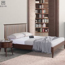 North American black walnut bed modern simple solid wood bed master bedroom 18 m double bed Nordic wind oak bed custom-made