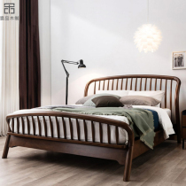 North American black walnut solid wood bed 18 meters furniture bedroom bed simple modern double bed Nordic luxury wedding bed
