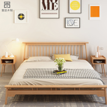 Nordic all solid wood luxury type 1 5 m 1 8 m double bed modern simple white oak master bedroom wedding bed customization