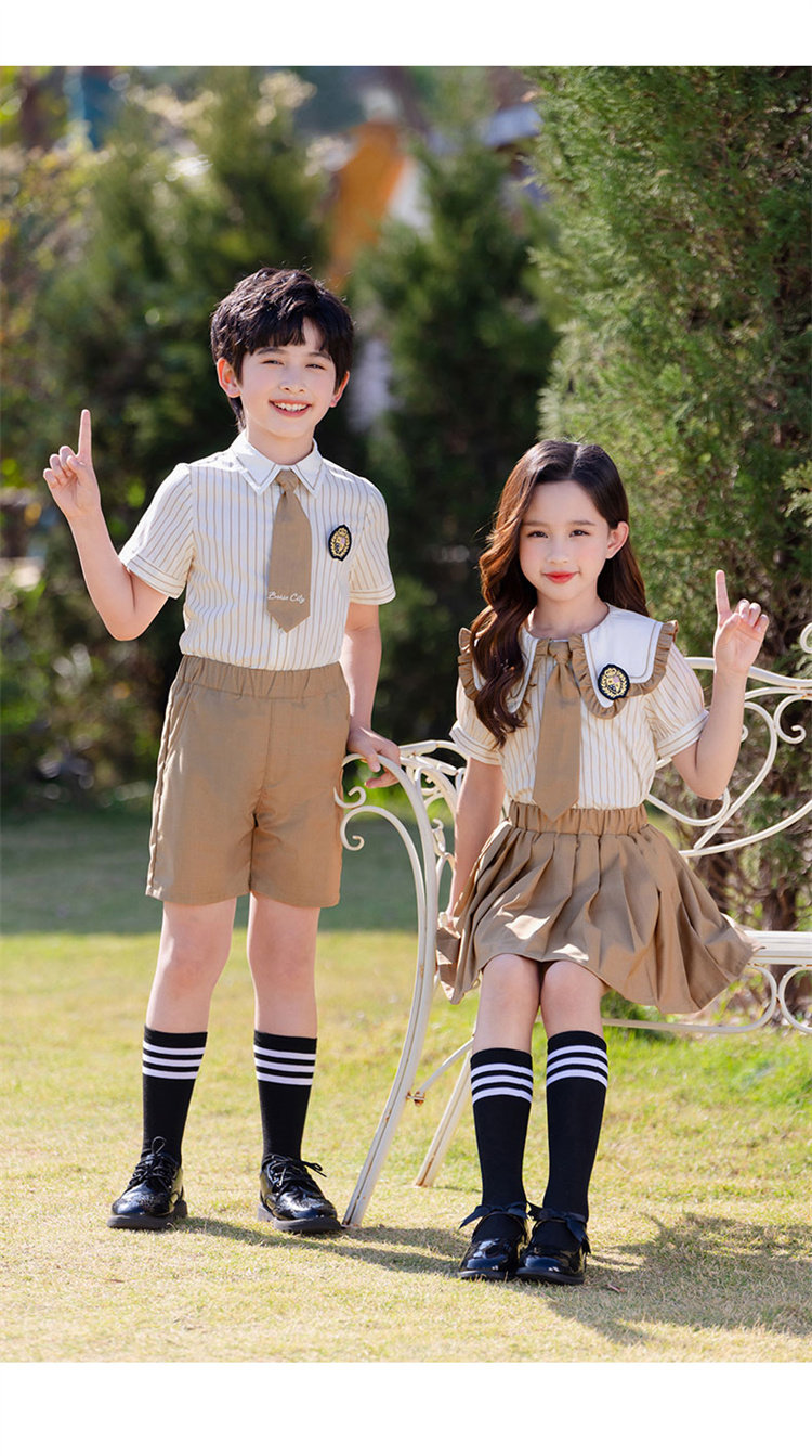 Детская рубашка для детского сада, комплект, летняя форма для школьников и студентов, в британском стиле 