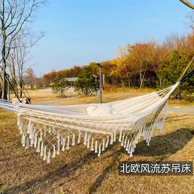 Tassel hammock Nordic Bohemian double thickened canvas handmade beach beach outdoor indoor bed and breakfast photography