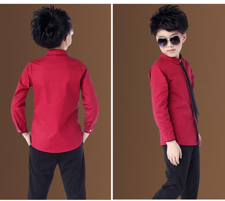 Áo sơ mi nam thu đông cộng với nhung dài tay cho học sinh khoe áo trắng trẻ em áo đỏ váy hoa bé gái shop quần áo trẻ em
