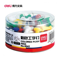 Deli 0042 colored I-shaped nails boxed metal stainless steel painting push pins photo wall decoration nails 80 pieces