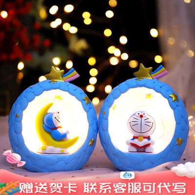 Fiberglass cartoon jingle robot cat night light cute niche feel ornaments to send children Girl birthday gift male