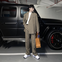 (VERA KANE) Korean casual plaid wide-legged trousers loose suit jacket two-piece trendo