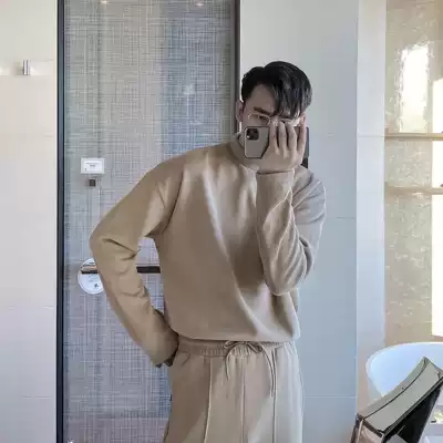 (VERAnbsp MENS)Korea ins tide loose casual solid color knitted semi-turtleneck bottoming shirt long-sleeved T-shirt men