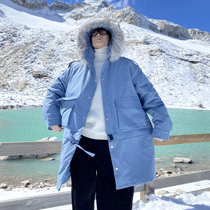 (VERA MENS) Korean ins winter thickened mid-length tooling cotton suit hooded loose jacket trend men