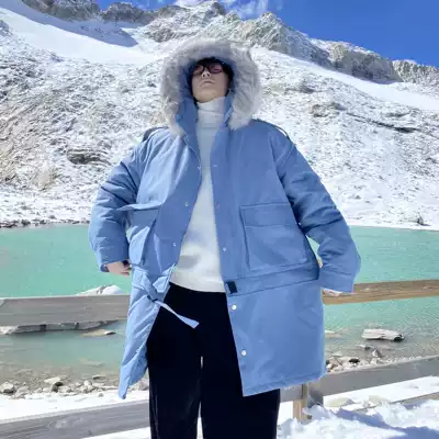 (VERA MENS) Korean ins winter thickened medium and long version of the tooling cotton suit hooded loose jacket trendy men