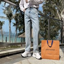 (VERA KANE) Korean chic classic retro casual wind loose straight wide leg denim trousers trickle man