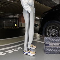 (VERA KANE) Korean ins casual simple Joker stripes loose straight wide leg sports trousers trendo