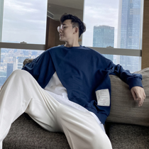 (VERA men) Korean trend ins Hong Kong style split fake two loose round neck casual sweater men