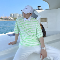 (VERA KANE) Korea ins summer leisure daily short sleeve striped color anti-polo shirt T-shirt hipster
