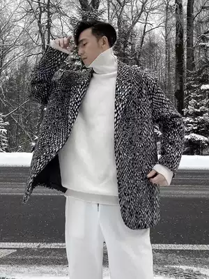 (VERA men) South Korea ins loose Port wind animal pattern fried street suit thick casual plush jacket trendsetter