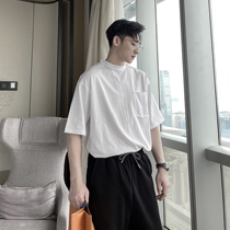 (VERA KANE) South Korea summer round neck loose leisure Academy wind all-over half-sleeve bottoming T-shirt trendy men