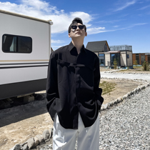 (VERA KANE) Korean ins Joker leisure loose personality chest buckle long sleeve shirt trend man