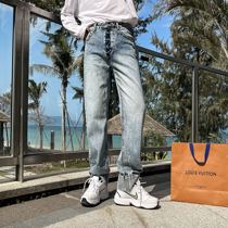 (VERA KANE) Korean ins pants graffiti design sense casual loose straight leg wide leg jeans trickle man