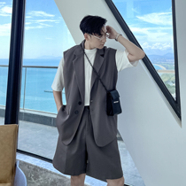 (VERA KANE) Korean casual retro loose vest jacket five-point straight short trousers two-piece tide