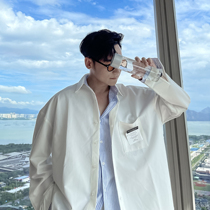 (VERA KANE) Korean ins advanced stripe design loose casual fake two-piece long-sleeved shirt trendsetter