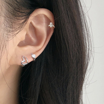 New Pint Love Ear Ring THROUGH BODY 925 PURE SILVER MINI EARBONE EAR BUCKLE BRIEF ABOUT KOREAN VERSION 6mm SMALL EARRINGS WOMAN