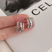 Triple Earrings Earrings Body 925 Pure Silver Personality Design Earrings Minima Half Circle Ear Nail Type Ear Pendant Short woman