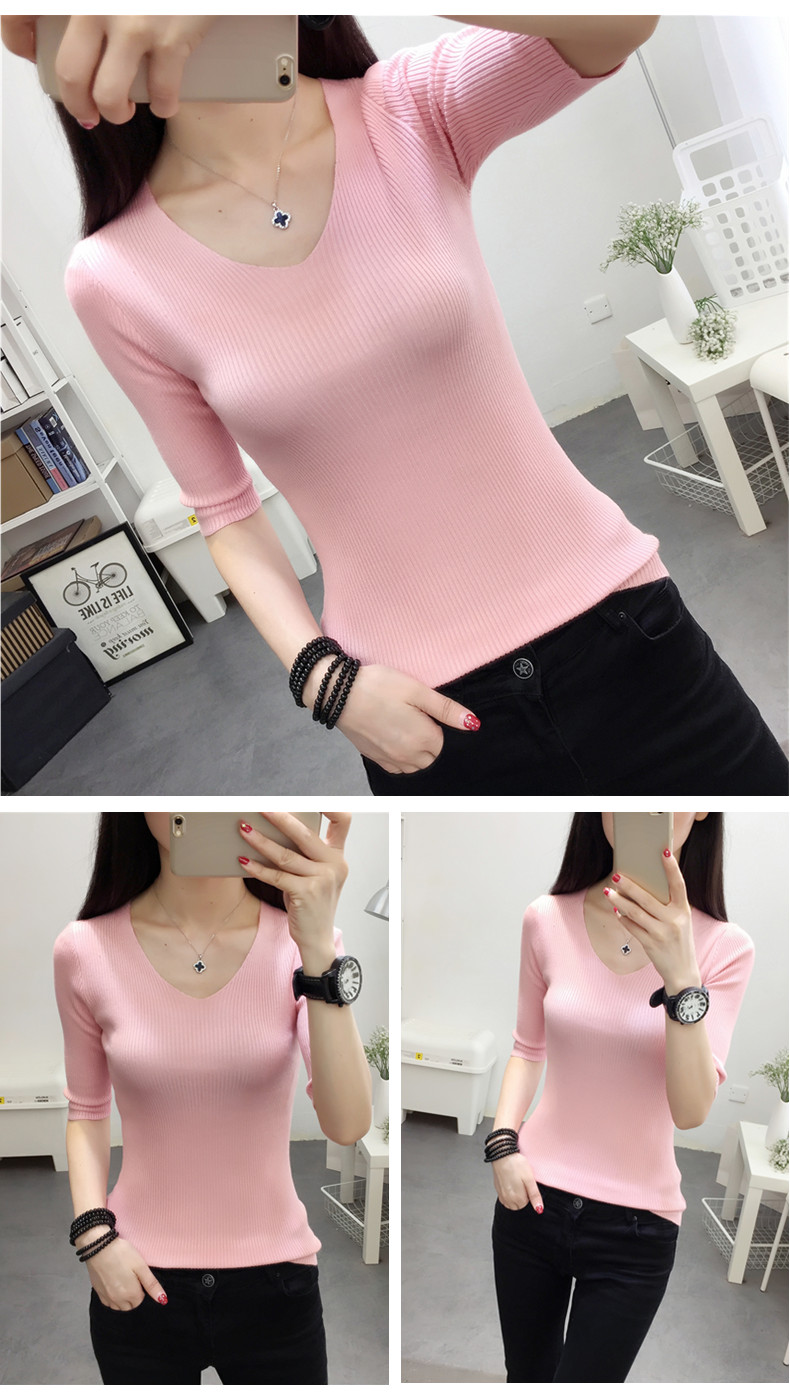 Áo len nữ cổ chữ V 2018 xuân hè mới set đồ mới ao khoac len
