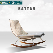 Nordic Balcony Casual Rattan Sofa Tea Table Open-air Garden Vine set Three sets of sloth rocking chair Outdoor Courtyard Sofa